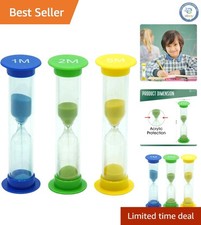 Set of 3 Colorful Sand Timers for Kids - Acrylic Hourglass 1, 2, 5 Minutes