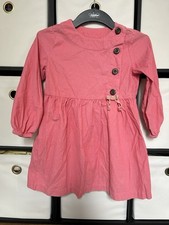 Hanna Andersson Girl's 110 size 5 Cotton Solid Pink Corduroy brown Button Dress