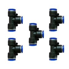 Pneumatic T Shaped 3 Way Tube Reducer Connector 5 Pcs 1/2" Push to Connect
