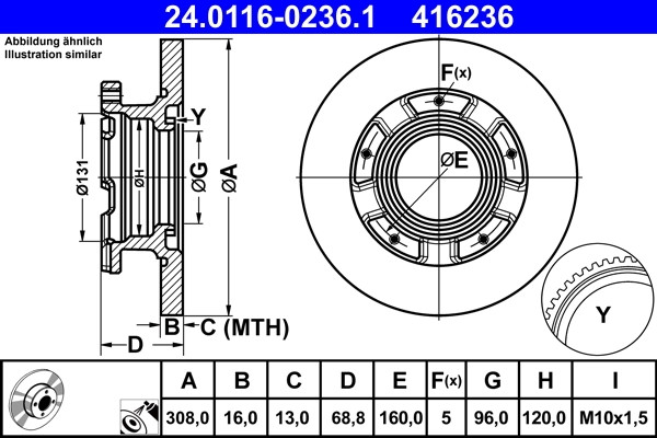 Disques de frein ATE 1764282 pour réparer le freinage avant Ford Focus