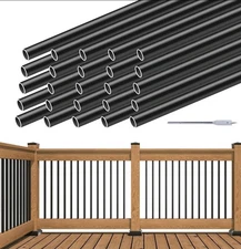 64 Pieces 32" Aluminum Deck Balusters Round 3/4" Diameter Black- Contractor Kit