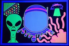 Limited Edition SPACEMAN ALIEN Blacklight Poster Psychedelic Trippy Abstract Art