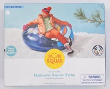 48" Inflatable Unicorn Snow Tube with Snowflake Glitter - NEW