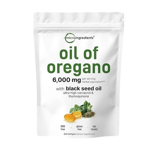 Oil of Oregano600mg 300 Softgels Capsules BlackSeedOil Immune Antioxidant - Picture 2 of 12