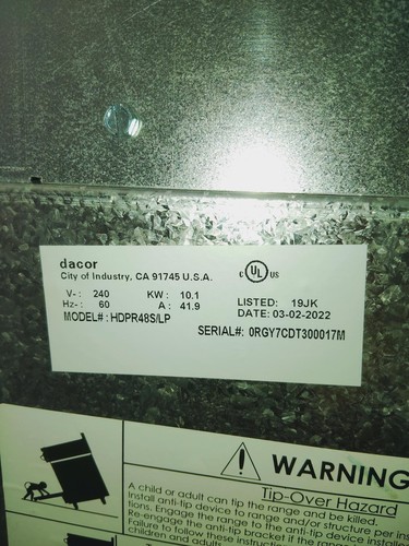 Dacor HDPR48SLP 5.2 Cu. Ft. Double Oven Convection Range, LP Stainless Steel - Picture 2 of 14