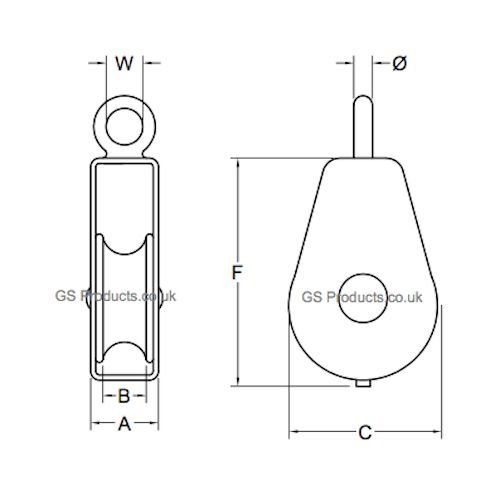 20mm Zinc Plated Die Cast Steel SINGLE Awning Pulley for upto 5mm Rope FREE P+P - Picture 2 of 2