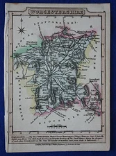 Original antique map, WORCESTERSHIRE, DROITWICH, EVESHAM, J. Wallis c.1810