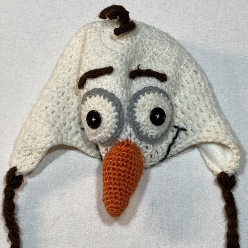Frozen Olaf Beanie Hat Child One-Size Knit Crochet Snowman Christmas Handmade - Picture 2 of 5