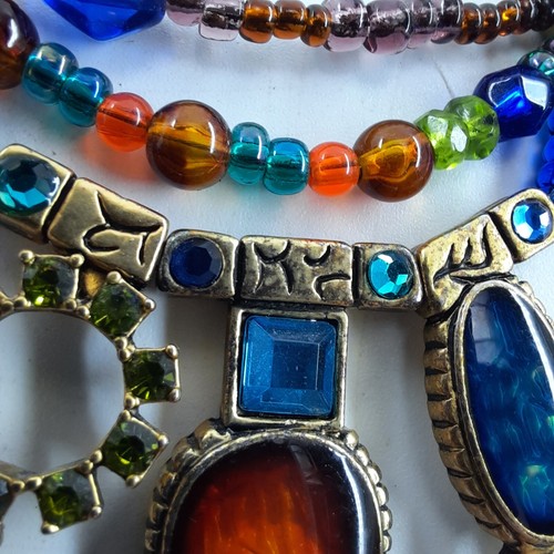 Necklace Chico's Vintage Gold Tone Metal Multi-Color Stones 16 Inch Boho EUC - Picture 8 of 11