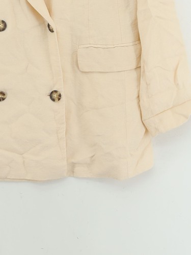 Deuxième Blazer Femme M Lin Jaune avec Coton, Manteau Viscose - Photo 4/5