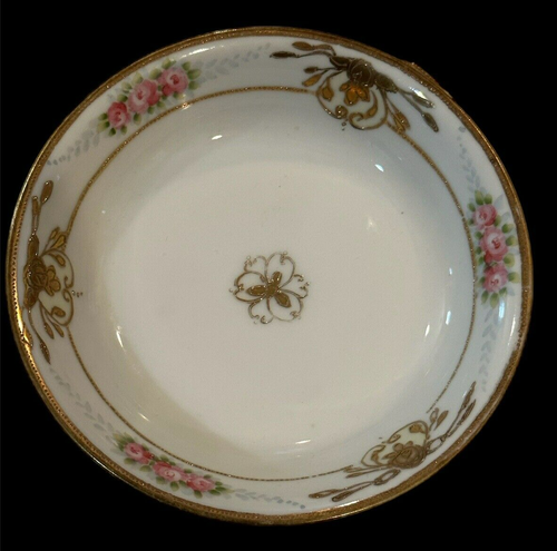 Antique Nippon Morimura Noritake Fruit Dessert Bowls Gold Roses 7 Piece - Picture 4 of 9