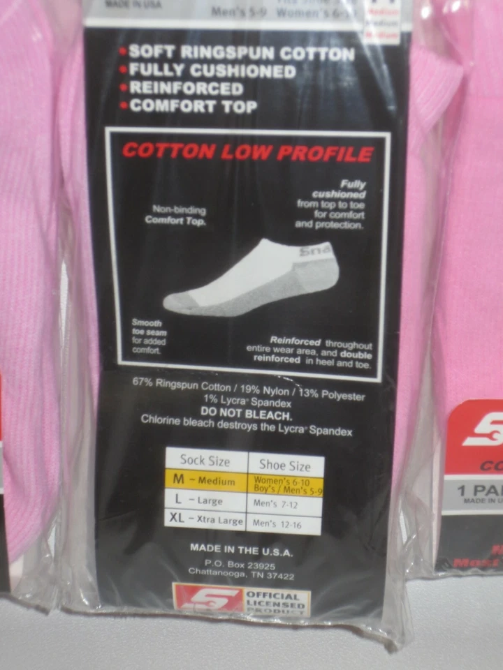 3 PAIRS Snap-On PINK Low Profile Socks MEDIUM 6-10 *FREE SHIP* MADE IN USA *NEW* - Image 3 of 4