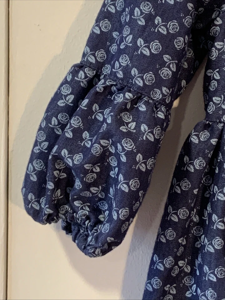 Vestido Laura Ashley London Niñas Azul Floral Cambray Talla 6X Foto 3 de 4