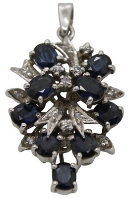   Eleganter 925er Silber Anhänger Saphire Damen Schmuck - 3,1 x 1,7 cm / 3,37g
