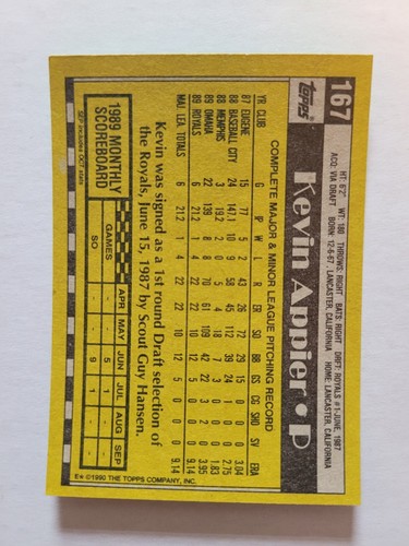 1990 TOPPS KEVIN APPIER #167 NM - Picture 2 of 2