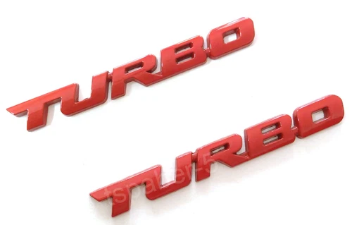 2PCS Red TUBRO Emblem Badge Sticker For All Car Universal