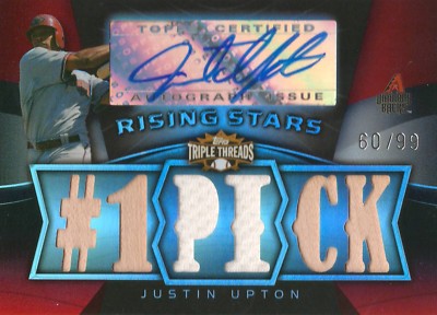 2009 09 Topps Triple Threads Justin Upton Rising Stars Auto Jersey Patch Bat /99