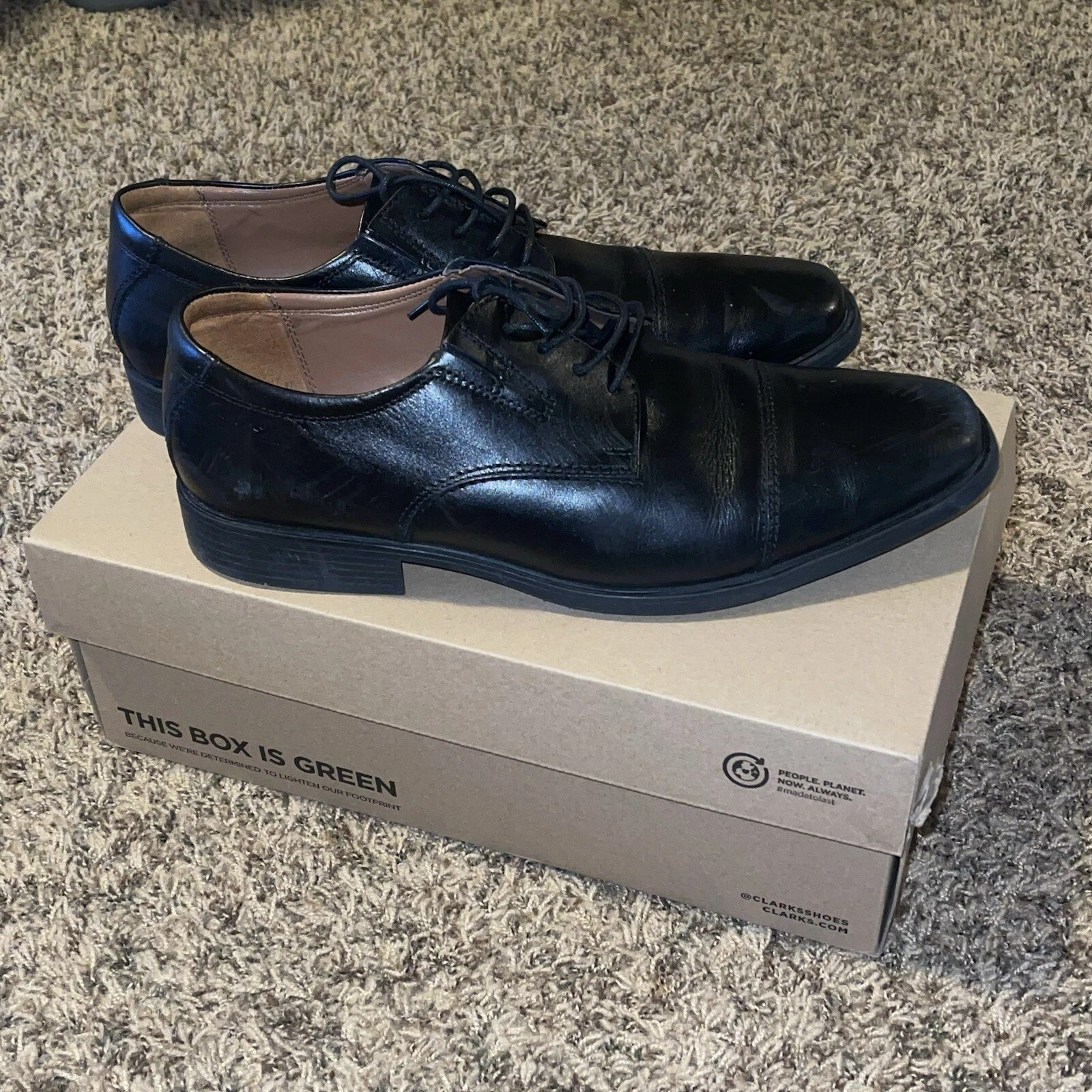 Scarpe Oxford Clarks Tilden Cap 10309 da uomo in pelle nera con lacci taglia US 11 5