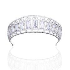 Luxury All CZ Cubic Zirconia Queen Wedding Party Tiara Crown For Women