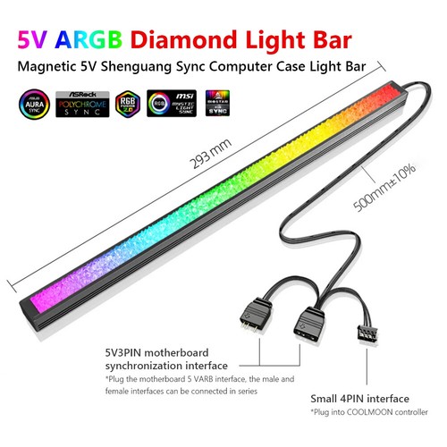 LED Strip Light 5V 3Pin/Small 4Pin Diamond Magnetic Colorful Atmosphere Lamp Bar - Bild 24 von 27