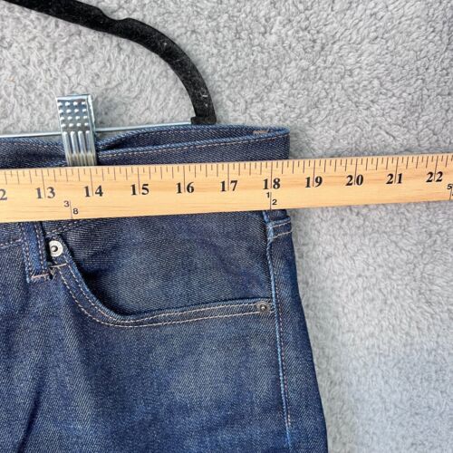 Uniqlo Jeans Mens 36x34 Blue Dark Wash Denim Selvedge Slim Straight Leg Stretch - Picture 4 of 15