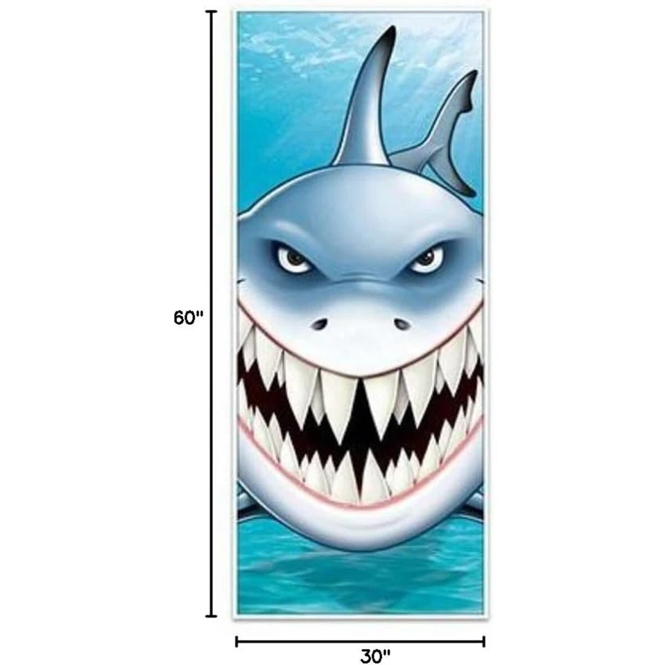 FUNDA PUERTA ATAQUE TIBURÓN PIRATA LUAU Telón de fondo tropical Decoración fiesta cumpleaños Foto 2 de 4
