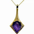 14k Yellow Gold Natural Amethyst Pendant Drop Necklace
