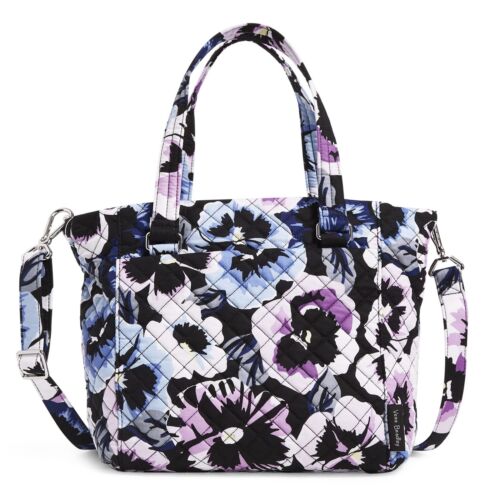 Vera Bradley Women's Cotton Multi-Strap Shoulder Satchel Purse Plum Pansies -...