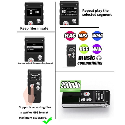Digital Voice Recorder Dictaphone Mp3 Mini Pocket Audio Recorder Mic Lecture US - Picture 10 of 15