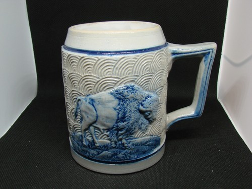 Original White's Pottery Utica Salt Glazed Mug 1901 Buffalo Pan American Expo !