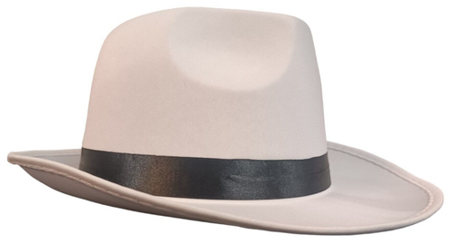Bianco Gangster Cappello Al Capone Trilby Fedora Liscio