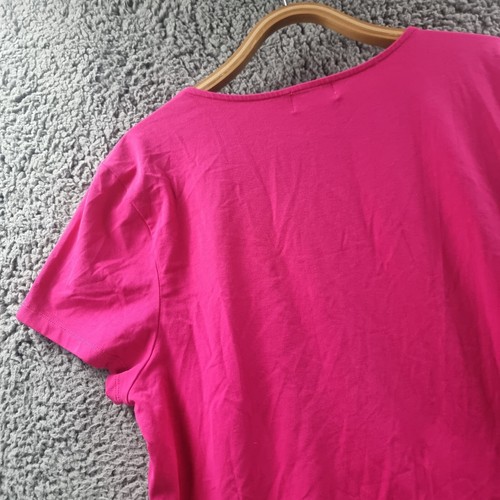 QUEENSPARK Womens Top Size 2XL Pink Stretch Knit Short Sleeve V-Neck Casual - Picture 9 of 14