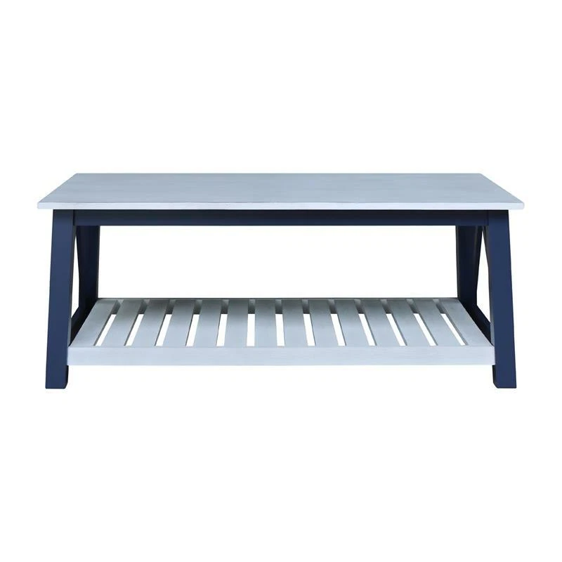 Mesa de centro Surrey de madera maciza con estante - azul/tiza envejecida Foto 3 de 4