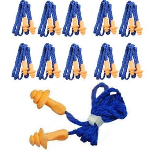 10Pcs Soft Silicone Corded Ear Plugs Reusable Hearing Protection Earplugs *a5