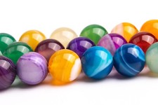 8MM Multicolor Striped Agate Beads Round Gemstone Loose Beads