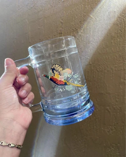 Vintage Princess House Pheasant Colonial Heavy Glass Beer Mug