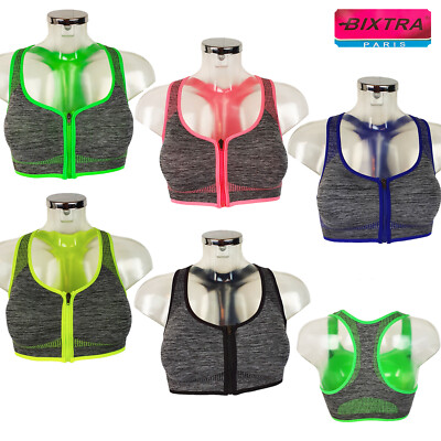 Bixtra Sport BH TV Push up Fitnes Bra Comfort Neon Farben Bustier TOP NEU 