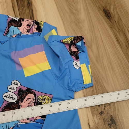 Camisa RSVLTS Para Hombres XXL Azul Manga Corta Jessie Spano So Ecited Abotonada - Imagen 10 de 11