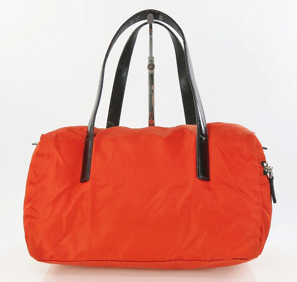 Autêntica bolsa PRADA laranja náilon e couro Boston #60090 - Imagem 3 de 4