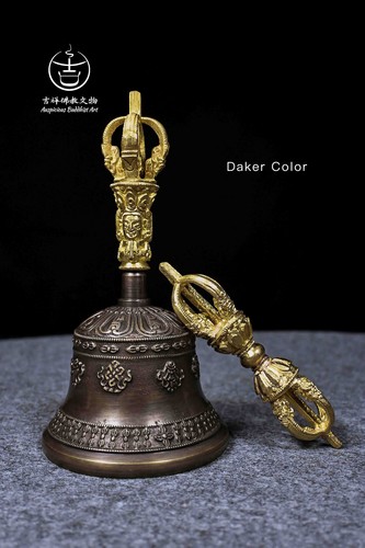 Handmade Premium Gilded Tibetan Bell and Vajra Ritual Item - Picture 10 of 15