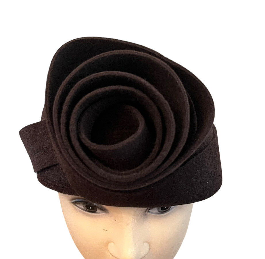 DIVA Ladies Brown Rabbit Hair Pillbox Hat Round Circle  display picture 3