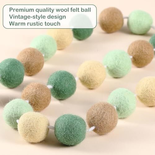 Pieces Wool Felt Ball Garland Colorful Pom Pom Garland 3 Elegant Color - Picture 6 of 7