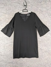 Belongsci Dress Womens Small Black Mini Shift Half Sleeve Lined Round Neck Tunic