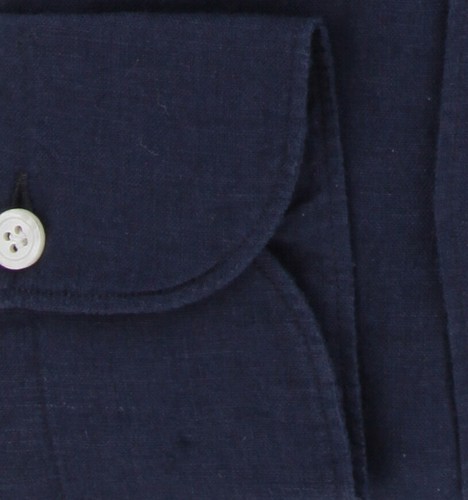 $400 Finamore Napoli Navy Blue Shirt - Extra Slim - S US/S EU - (FN716242) - Picture 3 of 4