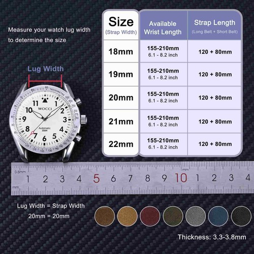 WOCCI Nubuck Top Grano Cuero Correas para Hombre Mujer Negro Marrón Verde Azul - Imagen 6 de 99