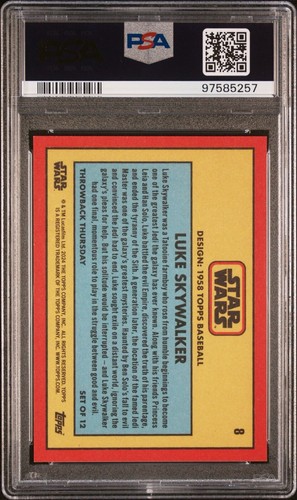 2024 Topps Star Wars Throwback Thursday Luke Skywalker #8 PSA 10 POP 19 - Picture 2 of 2