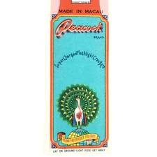 Peacock Brand 100s Firecracker Label 1960s Chinese Posing Macau Flashlight B314