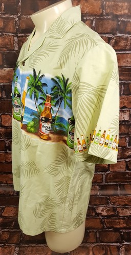 Camisa Pacific Legend Hawaiana Cerveza Playa Fiesta Mangas Cortas Hombres Talla M Amarilla - Imagen 4 de 10