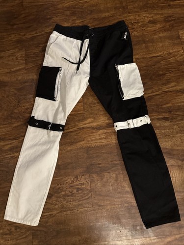 Hot Topic Split Black White Cargo Jogger Pants size XL NEW - Picture 5 of 15