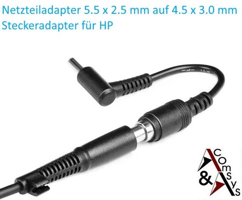 Netzteil Stecker Adapter 5.5x2.5mm Buchse zu DC 4.5x3.0 HP Winkel Stecker Laptop - Bild 2 von 3